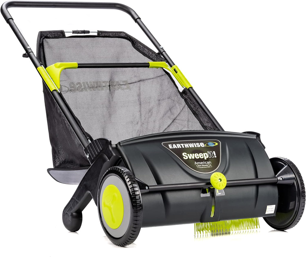 21-Inch Width Leaf  Grass Push Lawn Sweeper, Black