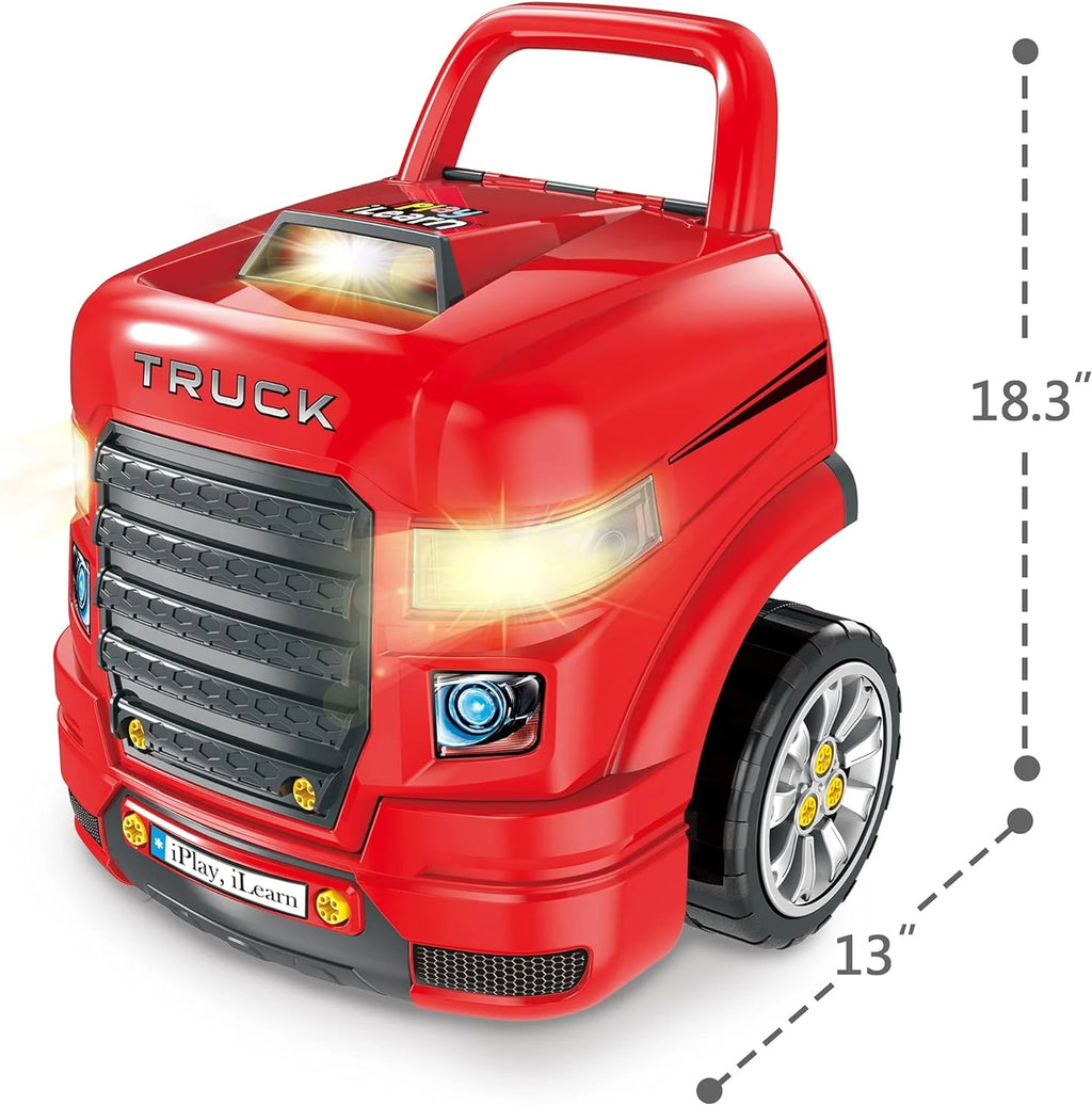 Truck Engine Toy, Kids Mechanic Repair Set for 3-5 Yr Toddlers, Big Builder Kit, Take Apart Motor Vehicle Pretent Play Car Service Station, Gifts 4 6 7 8 Year Old Boy Child