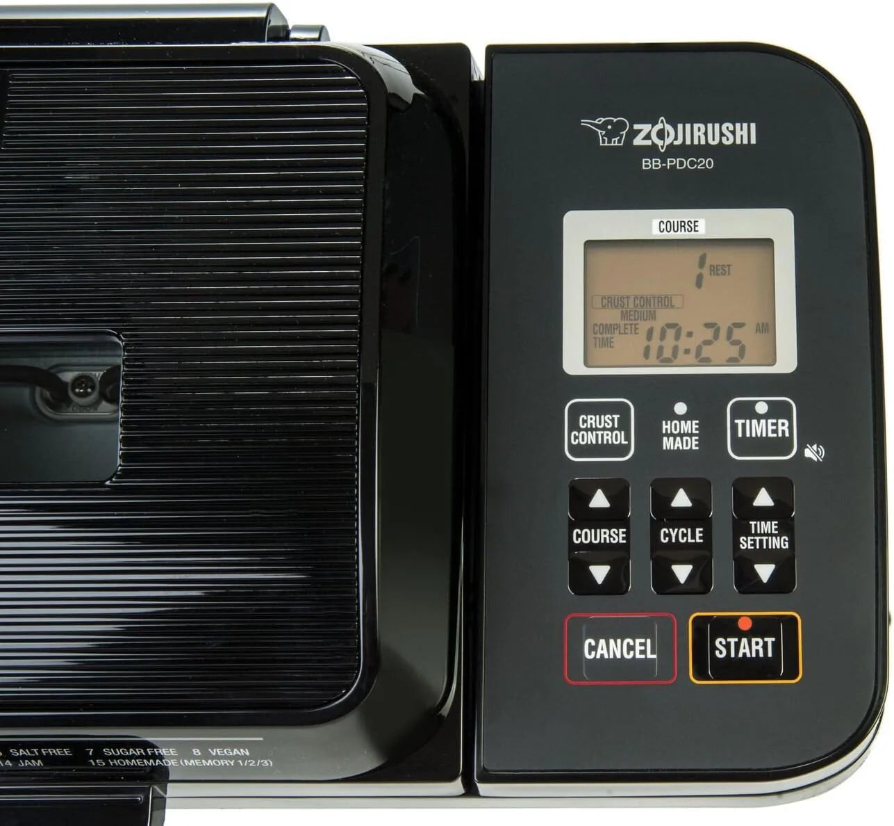 ZOJI BB-PDC20BA Home Bakery Virtuoso Plus Breadmaker, 2 lb. loaf of bread, Stainless Steel / Black(Virtuoso Plus/Breadmaker)