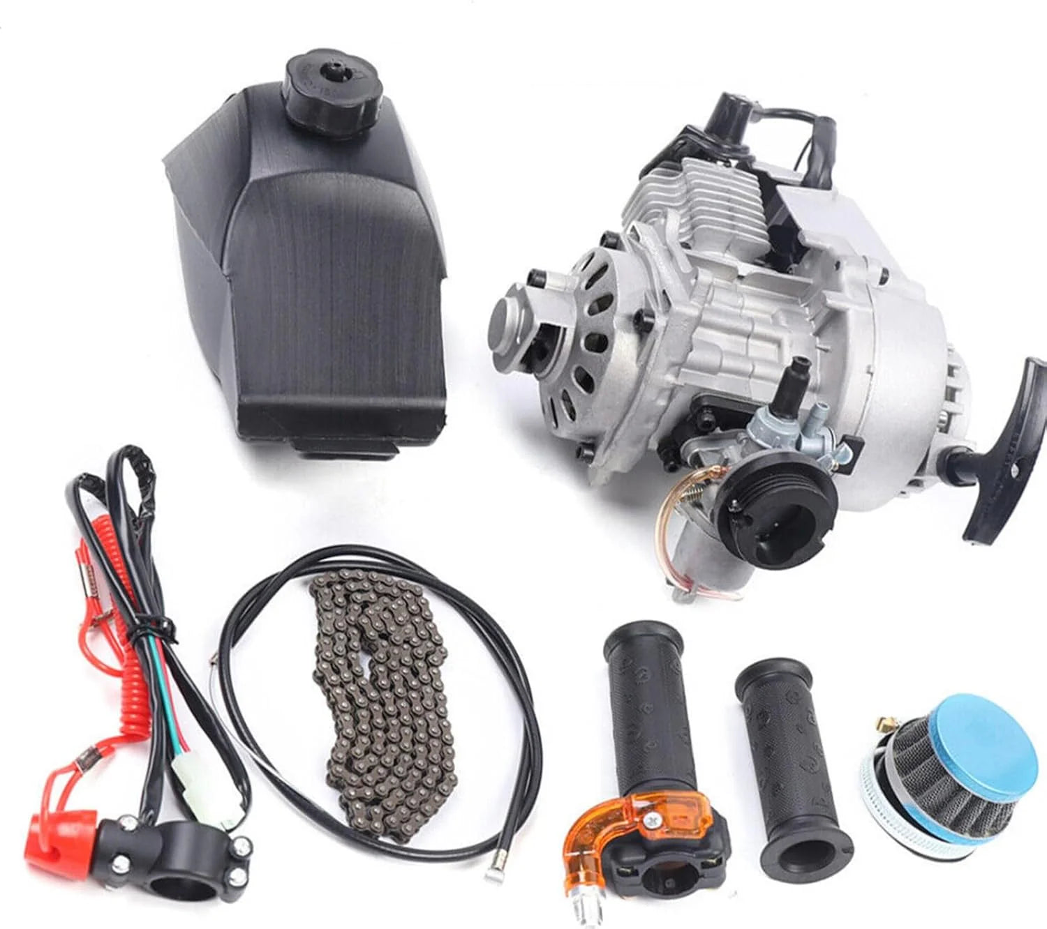 150CC 4 Stroke Engine Motor, Gy6 Single Cylinder Complete Engine Kit for 110cc-150cc Atvs and Go Karts and 11" Long Box Engine Size Scooters High-Flow Oil Pump CVT Carburetor Top Mount(150CC 4-Stroke Engine)