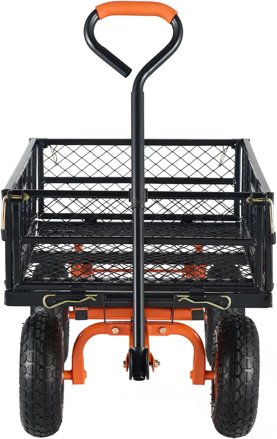Garden Dump Cart, Heavy Duty Garden Wagon Yard Dump Wagon with Removable Sides, Convert to Flatbed, Utility Liner, 10in All Terrain Wheels(880lbs)