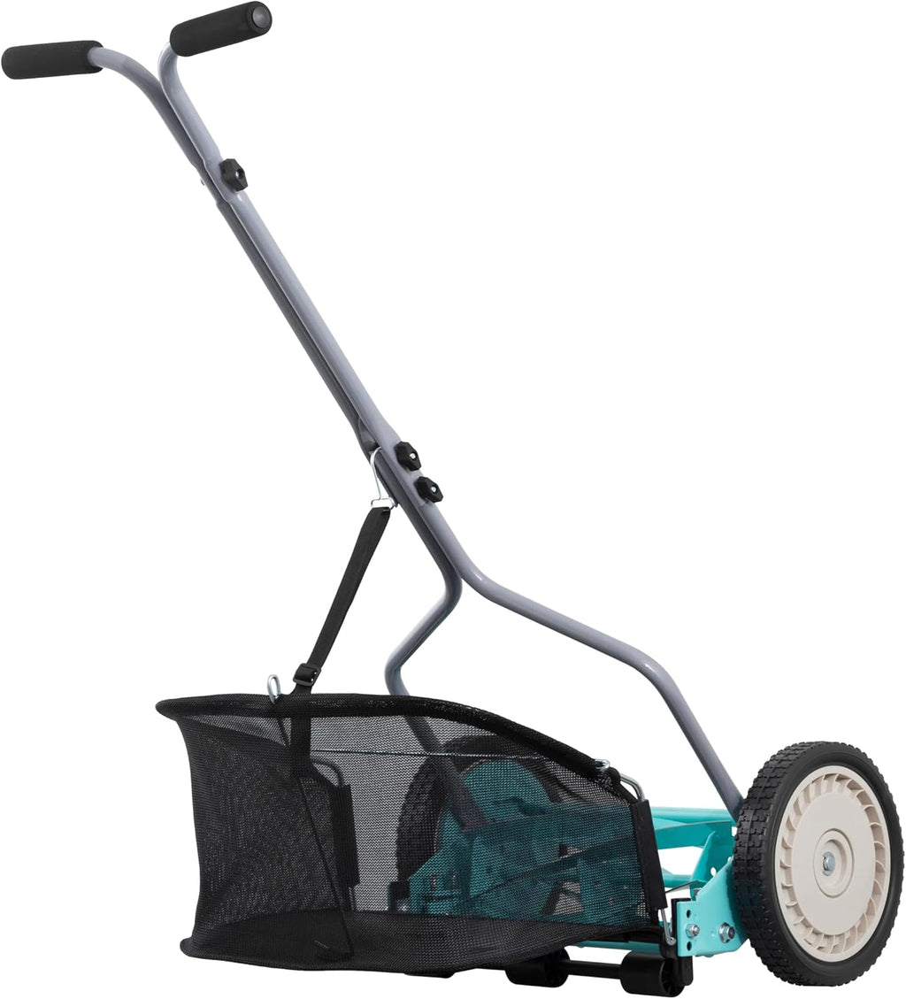 Mower Company 1725-16GC 16-inch 7-blade reel mower with grass debris collection device, designed specifically for lawns, green model(16-Inch， 7-Blade with Grass Catcher)