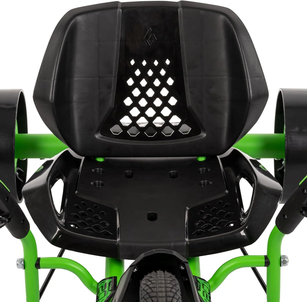 20" Drift Tricycle for Kids 8+, Adjustable Seat, LED Lights  Foot Brake, Green/Black