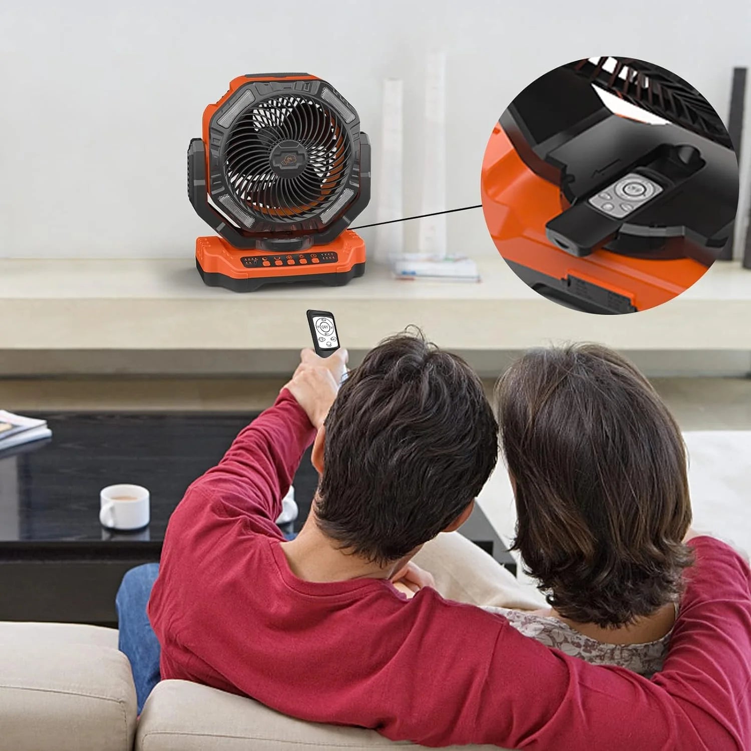 40,000mAh Battery Operated Fan, 13" Remote Camping Fan with LED Auto-Oscillating Rechargeable Fan Powerful Portable Desk Fan for Home, Camping, RV, Courtyard, Picnic, Emergency Power(20000mAh/Black)