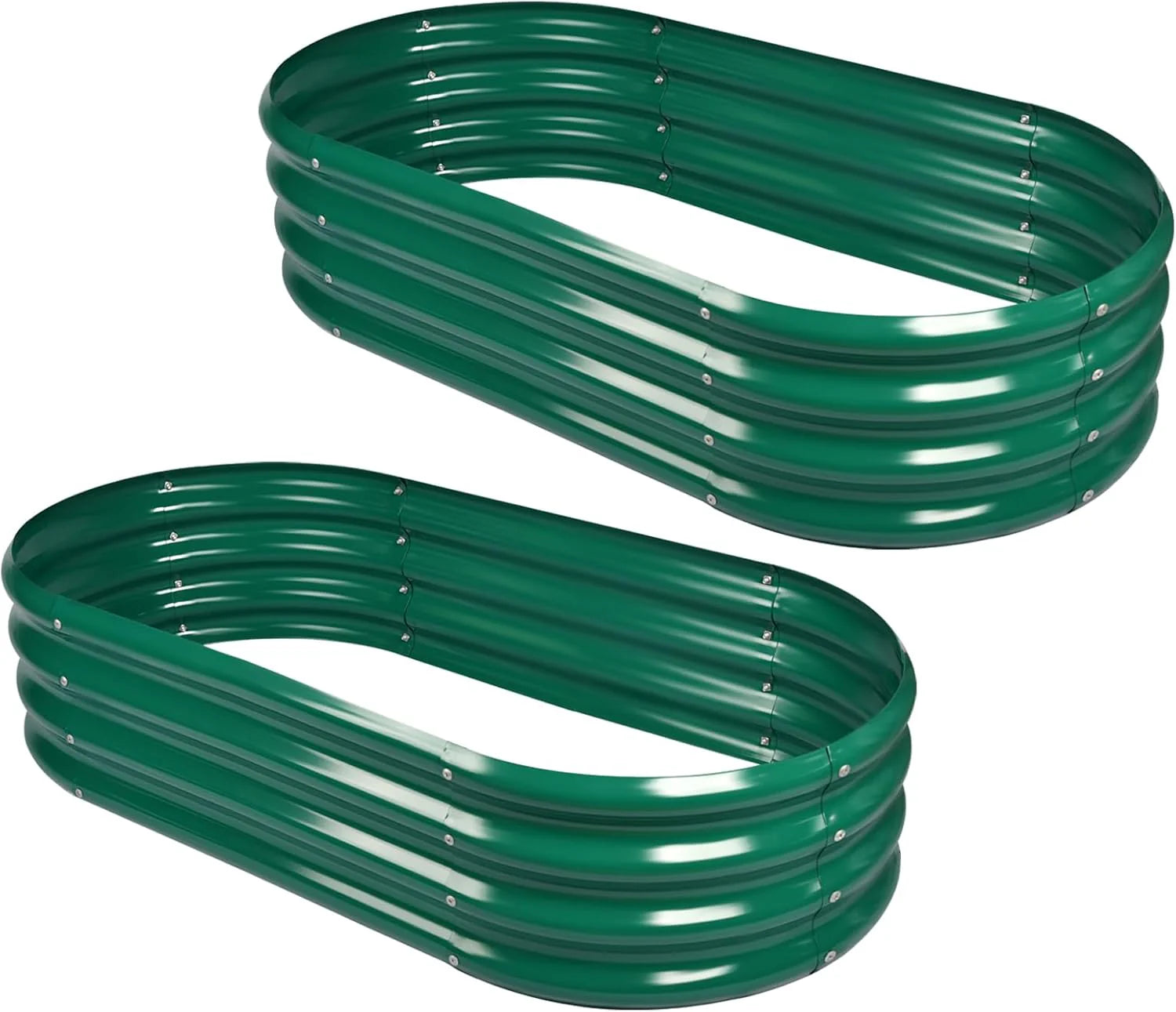 2Pcs Galvanized Raised Garden Bed Kit, 10×4×1ft Galvanized Planter Raised Garden Boxes Outdoor, Oval Large Metal Raised Garden Beds for Vegetables…………(10×4×1ft(2-Pack)/Color A-silver)