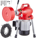 66ft x 5/8in Sectional Sewer Cleaner, 250W Electric Drain Auger with Manual Feeder, 2 Cables, 7 Cutters, Forward/Reverse, for 1.6"-4" Pipes