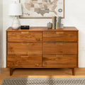 6-Drawer Caramel Mid Century Modern Wood Dresser(Caramel)