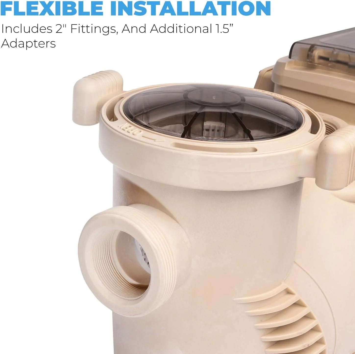 1.5HP Variable 2-Speed Swimming Pool Pump High Flow Above-Ground Swimming Pump Strainer w/ Slip on Fitting(3.0HP Variable Speed + Panel)