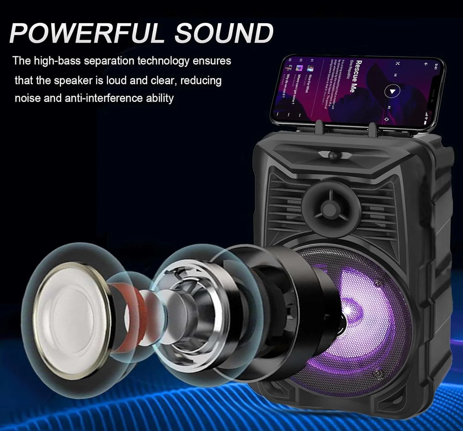 Portable Bluetooth Speaker, RGB Multi-Colors Rhythm Lights, Up to 8H Playtime, IPX5 Waterproof Speaker with HD Sound, TWS Pairing, Wireless Speakers for Home, Party, Outdoor(1PC)
