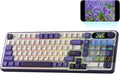 Mechanical Keyboard w/Smart Display  Knob, Top Mount 96% Wireless Mechanical Keyboard BT/2.4G/USB-C, Hot Swappable, Software Support, Creamy Sounding, 98 Keys(Linear Viridian Switch/Lavender Purple)