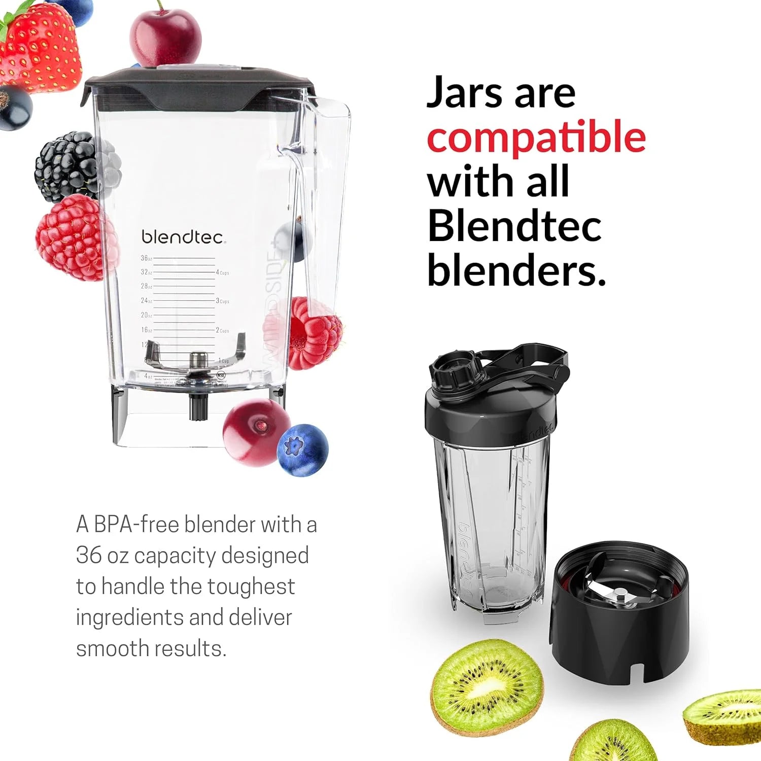 Blendtec Professional 800 - Blender with WildSide+ Jar (90 oz) for Smoothies  Frozen Drinks - Quietest Professional-Grade Power - 11-Speed Touch Slider - Easy to Clean - Black