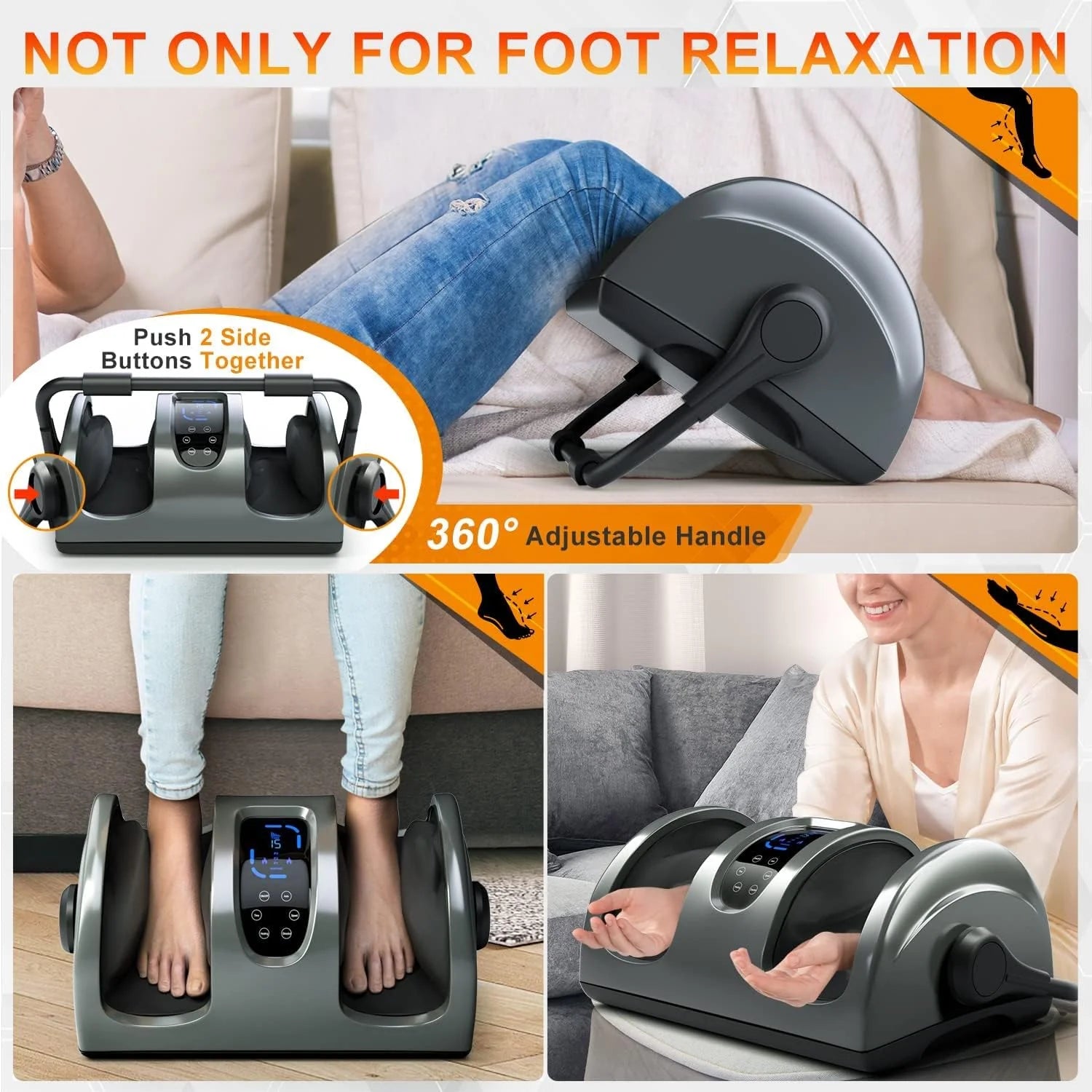 Shiatsu Foot Massager with Heat-Foot Massager Machine for Neuropathy, Plantar Fasciitis and Pain Relief-Massage Foot, Leg, Calf, Ankle with Deep Kneading Heat Therapy, Gift for Mother's Day(Gray)