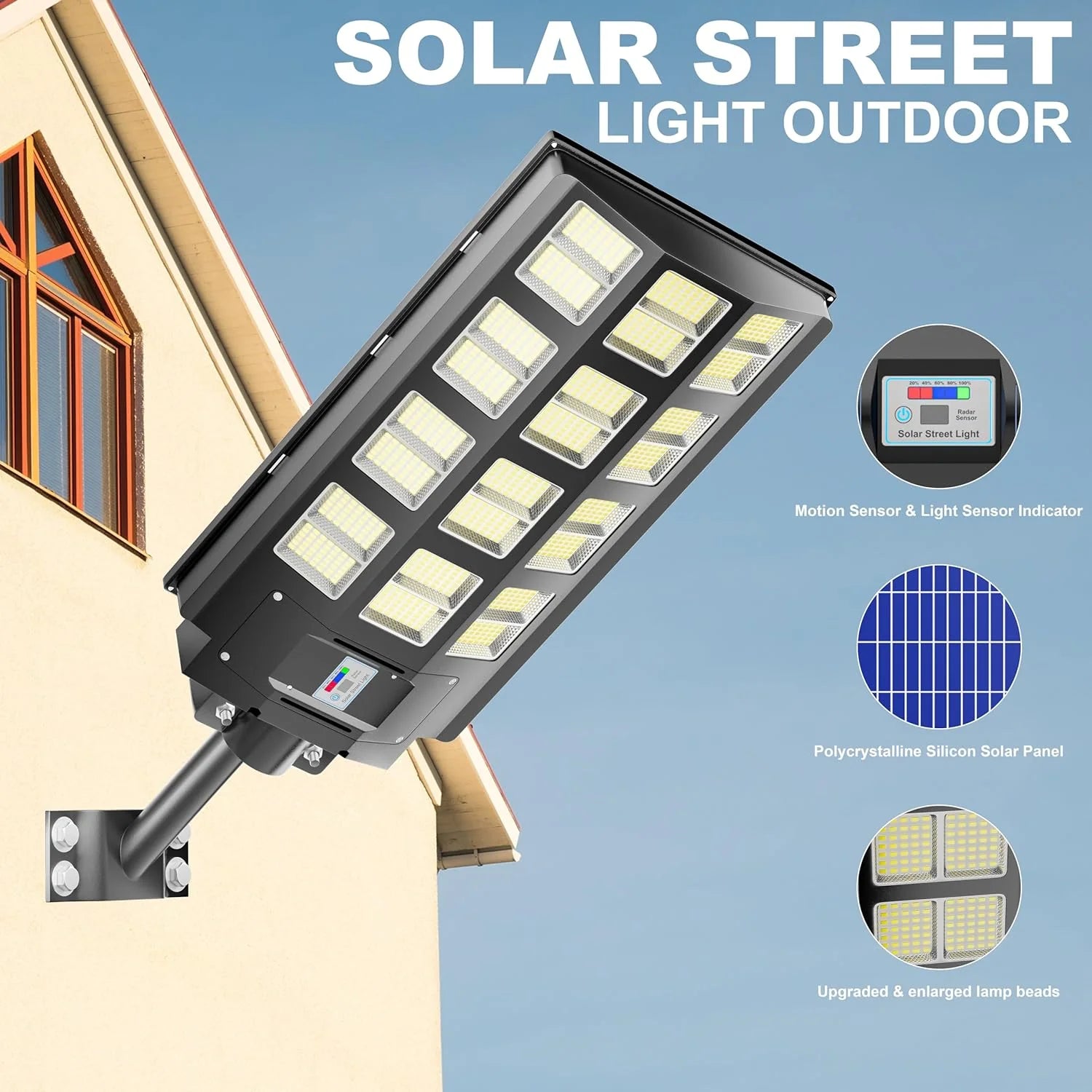 3200W Solar Street Lights Outdoor 240000 Lumens Solar Flood Lights with Remote Control  Motion Sensor, Waterproof IP66 Dusk to Dawn Solar Lights for Garden,Yard, Path, Parking Lot 2-Pack(4000W-2Pack)