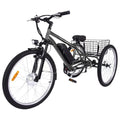 26 Inch Adult 3 Wheel Electric Tricycle with Basket, Fat Tires,7 Speeds,350W Powerful Motor, 36V 10Ah Removable Battery Dark Gray(Dark Gray/26 Inch)