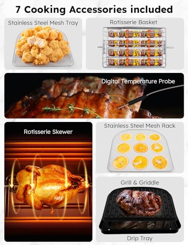 Nuwave Brio Air Fryer Oven, 15.5Qt X Large Family Size, SS Rotisserie Basket Skewer Kit, Reversible Ultra Non Stick Grill/Griddle Plate, Powerful 1800W, Integrated Smart Thermometer,Black : Home  Kitchen(7.25QT Brio Air Fryer)