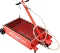 20 Gallon Low Profile Roll Around Oil Drain Pan with 110V Electric Pump 8 Feet Hose for Trucks Cars SUVS Red(17 Gallon 110V Electric Pump/Red)