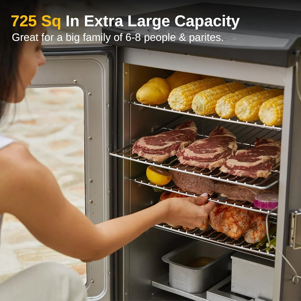 30" Electric Smoker, Outdoor Smoker with Glass Door  Meat Thermometer, 725 Sq Inch Large Capacity, 4 Detachable Racks for Backyard BBQ, Party, Outdoor Cooking Night Blue(30“ Smoker w/ Window  Legs， Night Blue)