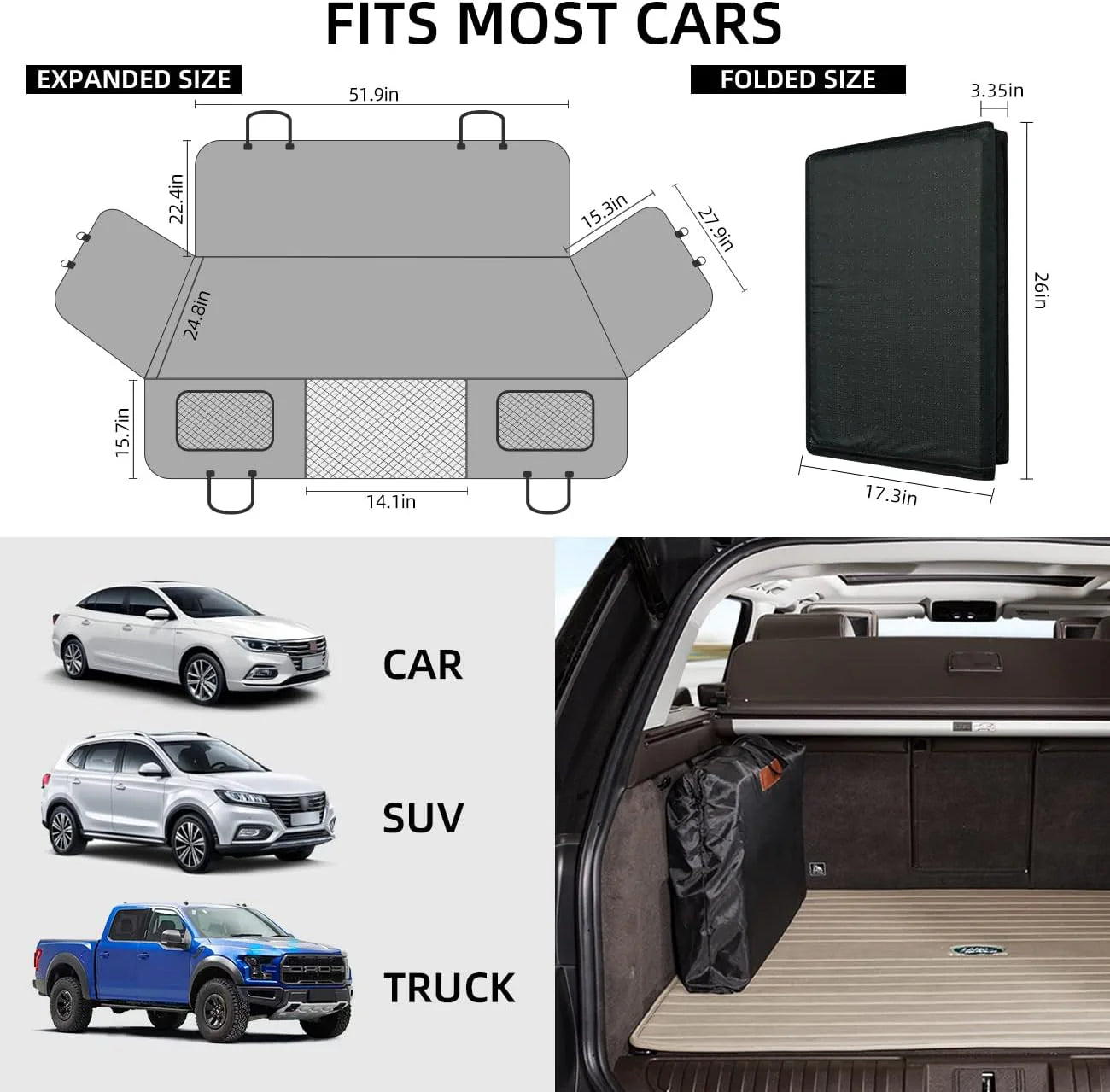 Back Seat Extender ,Dog Car Seat Cover, Camping Air Mattress, Hammock Travel Bed,Non Inflatable Car Bed Mattress for Car SUV Truck (Black)(Black)