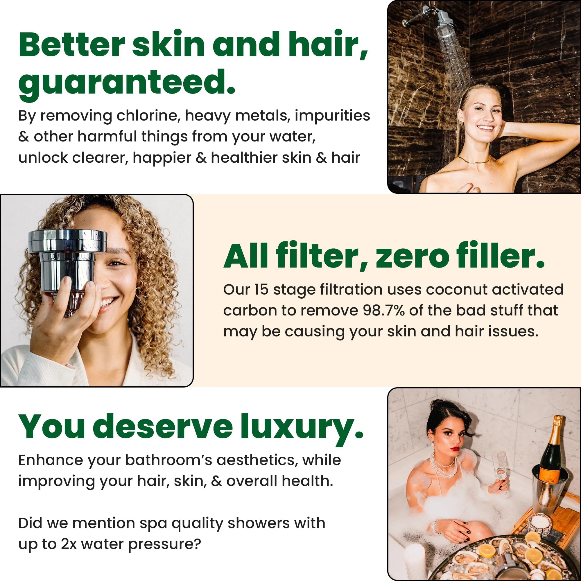 Eskiin Filtered Showerhead With Filters For Healthy Hair  Skin(Chrome)