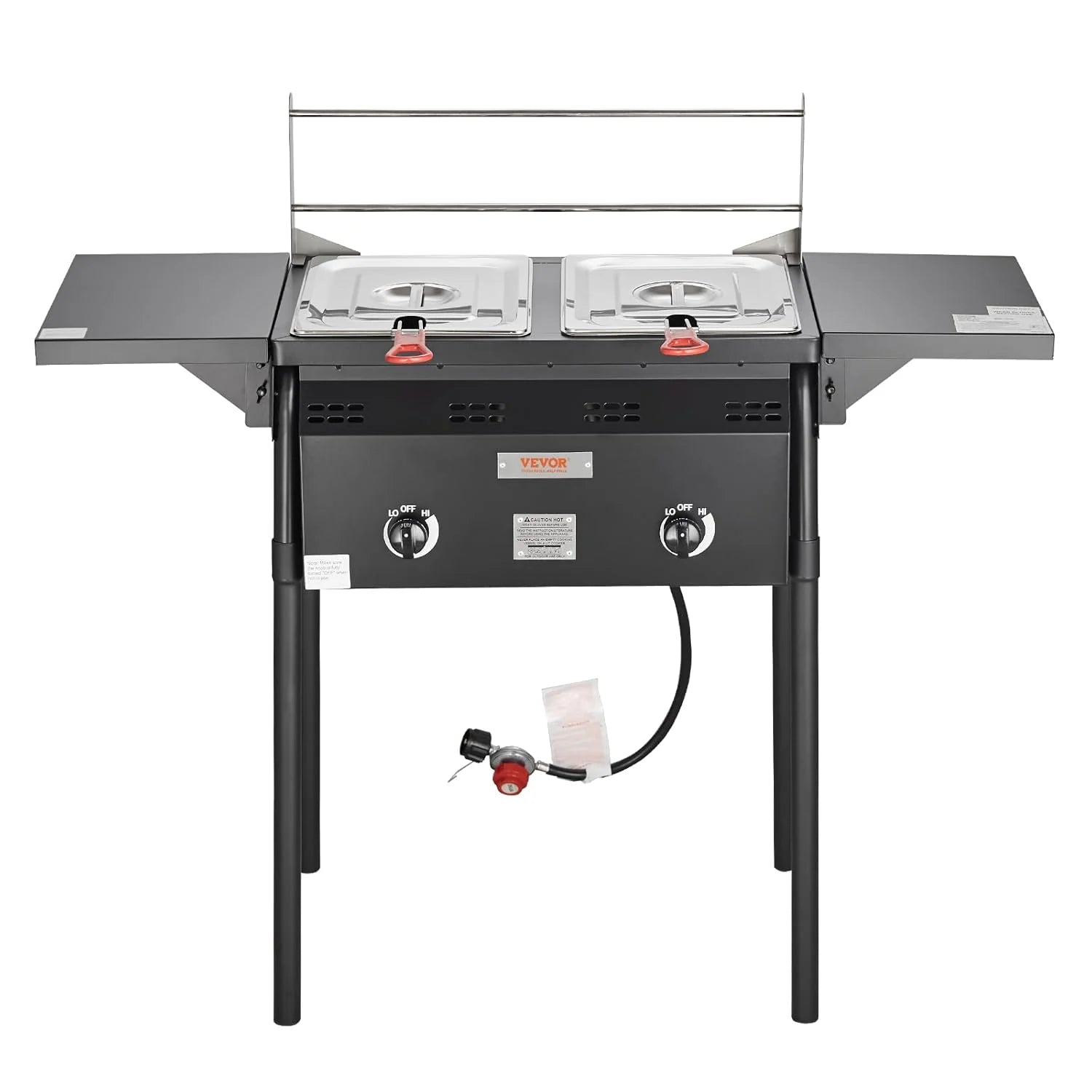 Outdoor Dual Burner Propane Fryer, 16-Gallon Stainless Steel with Basket  Thermometer