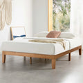 12" Classic Solid Wood Platform Bed Frame w/Wooden Slats (No Box Spring Needed), Natural, Queen Size(Queen/12 Inch)