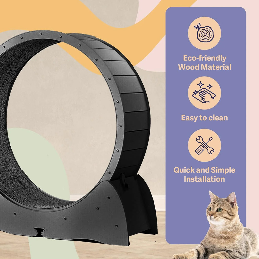 Cat Felix,Cat Wheel, Cat Exercise Wheel for Indoor, Easy Assembled Cat Treadmill for Fitness and Healthy, Cats Loss Weight Device (Pink) (White)(BLACK)