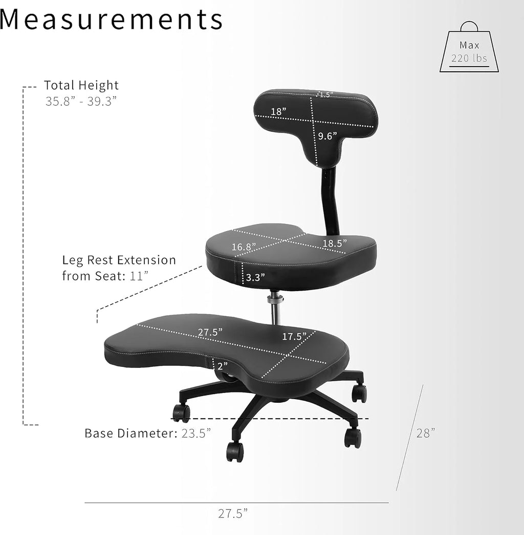VIVO Cross-Legged Office Chair – Adjustable Height Floor Chair with Back Support for Yoga, Meditation, and ADHD (Black, CHAIR-CL02B-R)