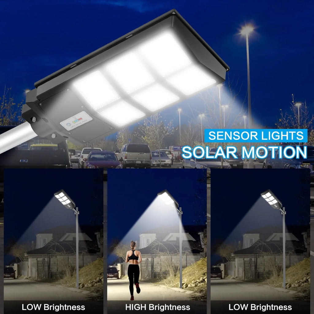 Solar Street Lights Outdoor - 1800W Parking Lot Lights, 150000 Lumens Dusk to Dawn Motion Sensor IP66 Waterproof Commercial Grade, 2 Pack, Black, BC1802(3200W*2PACK)