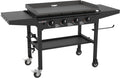 36 Inch Gas Griddle Cooking Station 4 Burner Flat Top Gas Grill Propane Fuelled Restaurant Grade Professional 36” Outdoor Griddle Station with Side Shelf (1554)(Black)