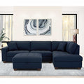 Thomasville Miles Fabric Sectional with Storage Ottoman(Blue)