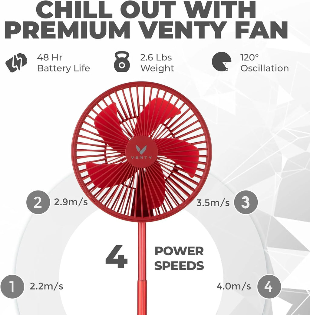 Portable Fan - Wireless Battery Operated Fan, 48HR Run Time 16000MAH Battery, Oscillating Rechargeable Fan, Remote Control  LED Lighting, Folding Telescopic Camping Fan (White with Case)(White)