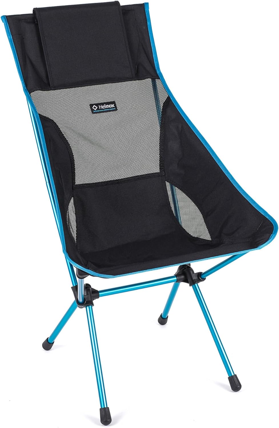 Sunset Chair Lightweight, High-Back, Compact, Collapsible Camping Chair, with Pockets, Multi Block 23(Blue Block/with Pockets)