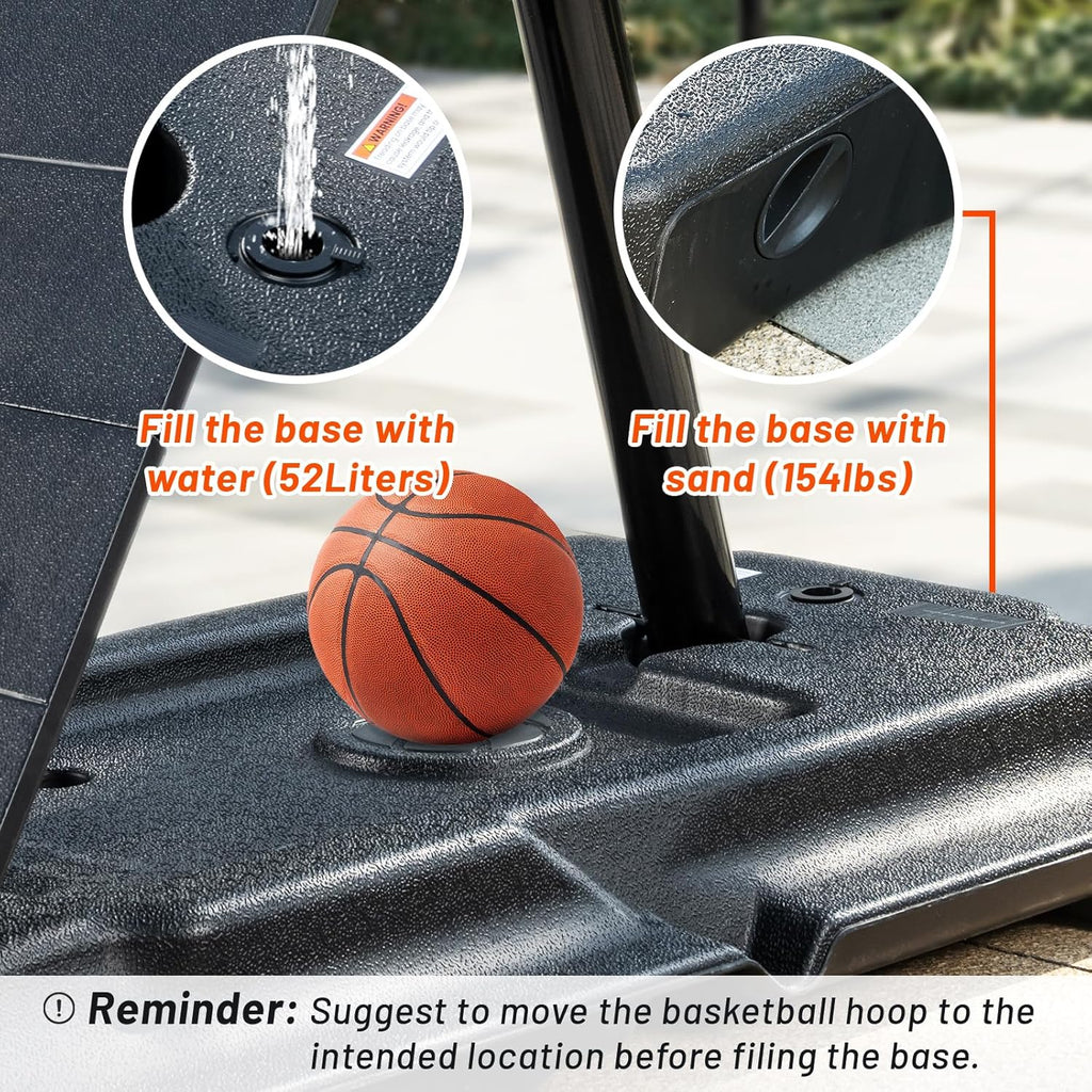 Basketball Hoop 48 Inch Backboard Portable Basketball Hoop Outdoor,5.3-10ft Stepless Regulation Crank Adjust Basketball Goal System(48 inch Backboard/Black Backboard Hoop)