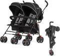 Twin Umbrella Stroller in Black, Lightweight Double Stroller for Infant  Toddler, Compact Easy Fold, Large Storage Basket, Large and Adjustable Canopy(Black)