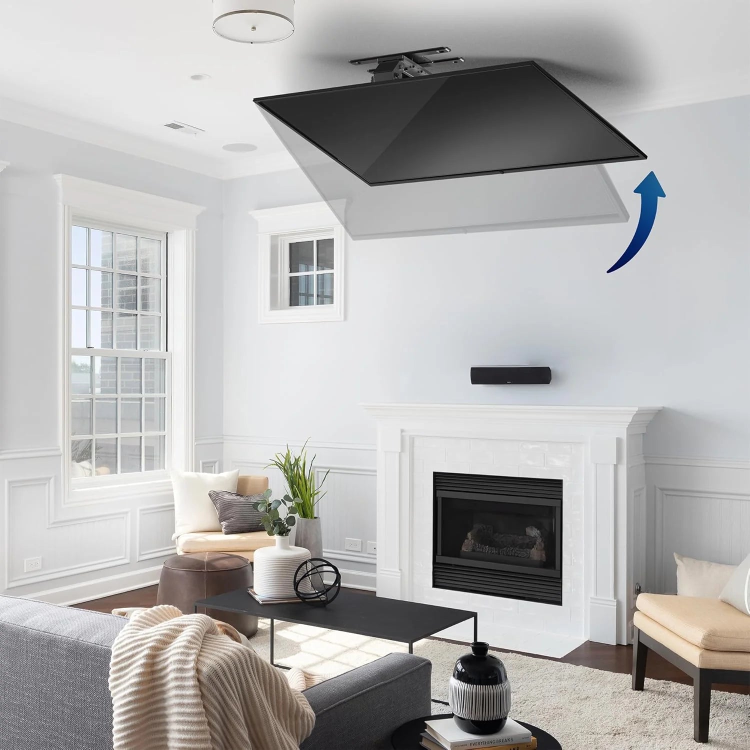 VIVO Electric Ceiling TV Mount, 37 70", Motorized, App Control, Black