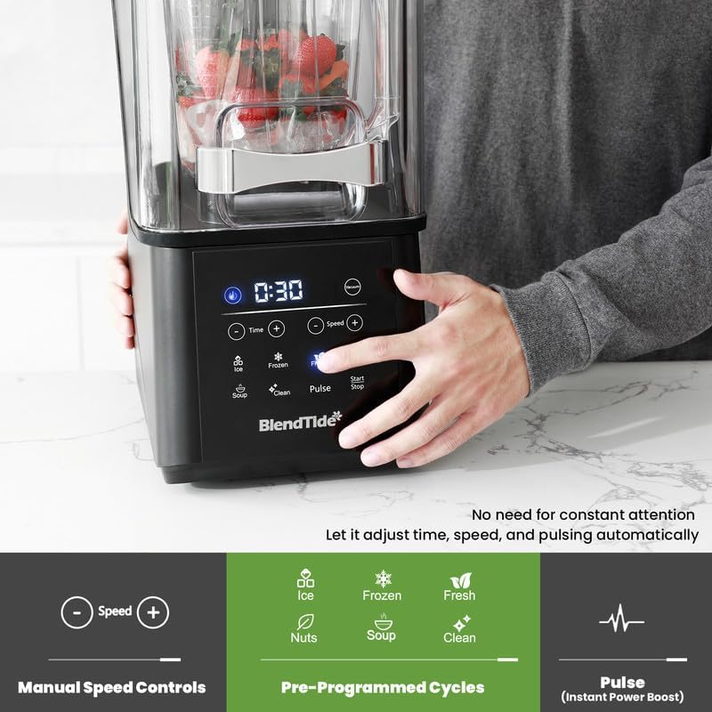 Commercial Blender, 1500W Vacuum Blender for Less Foam, Professional-Grade Quiet Shield, Kitchen Timer, 9 Speeds, 6 Programs for Smoothies, Frozen Drinks, Self-Cleaning, 64oz Bulk Production(Black)