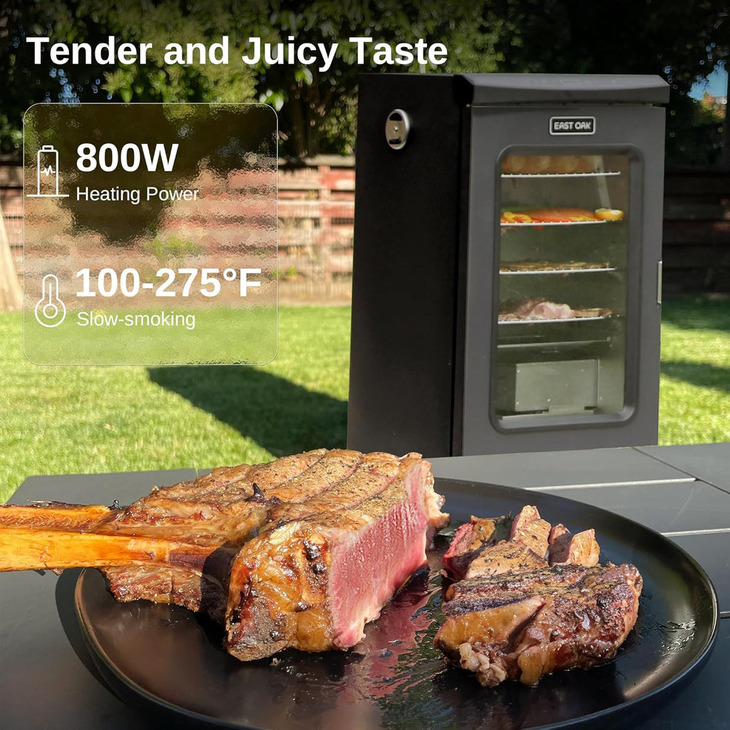 30" Electric Smoker, Outdoor Smoker with Glass Door  Meat Thermometer, 725 Sq Inch Large Capacity, 4 Detachable Racks for Backyard BBQ, Party, Outdoor Cooking Night Blue(30“ Smoker w/ Window  Legs， Night Blue)