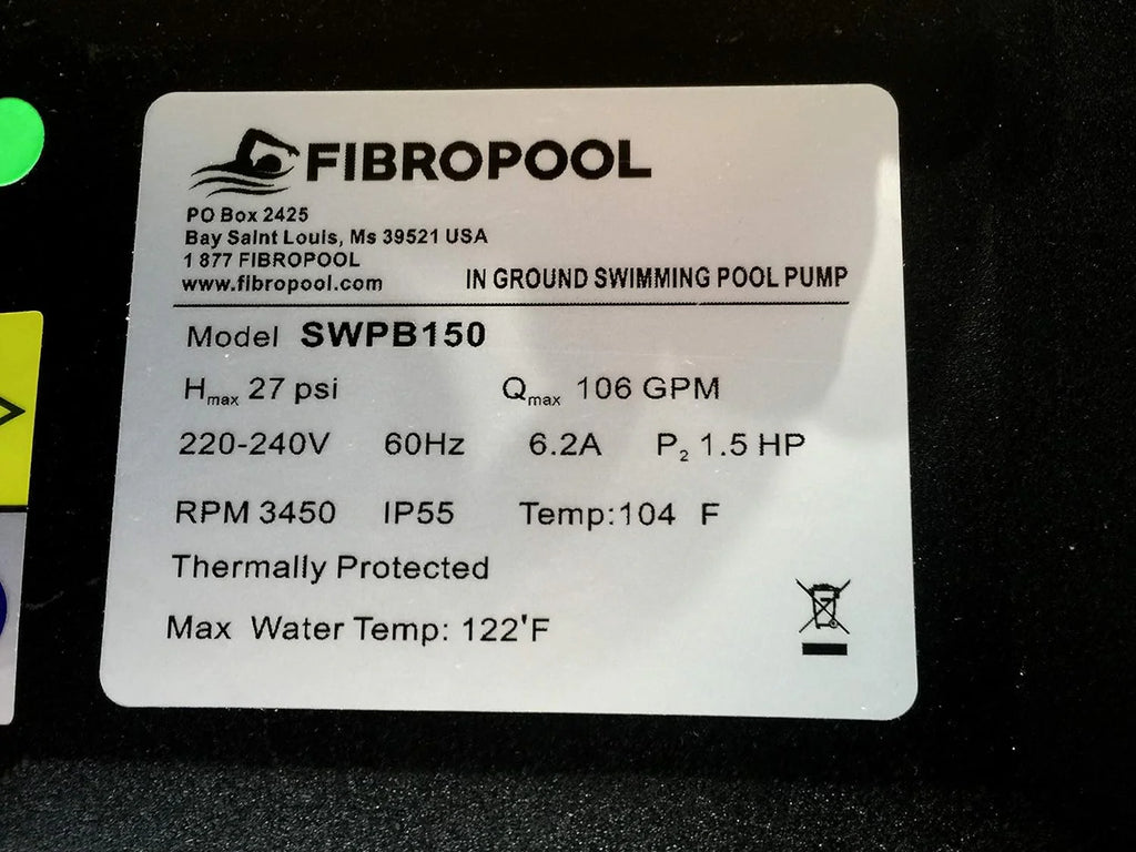 1.5 HP Swimming Pool Pump for In Ground Pools and Spas - 1.5 Horsepower - Designed in the USA - High Efficiency Single Speed Motor With Clear Top Lid - FP150
