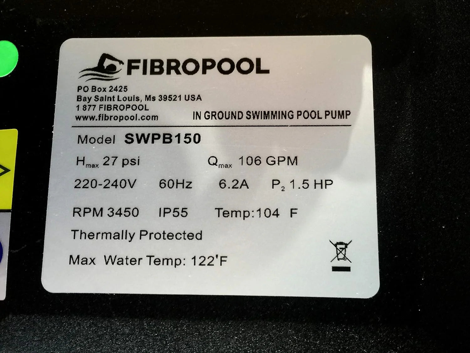1.5 HP Swimming Pool Pump for In Ground Pools and Spas - 1.5 Horsepower - Designed in the USA - High Efficiency Single Speed Motor With Clear Top Lid - FP150