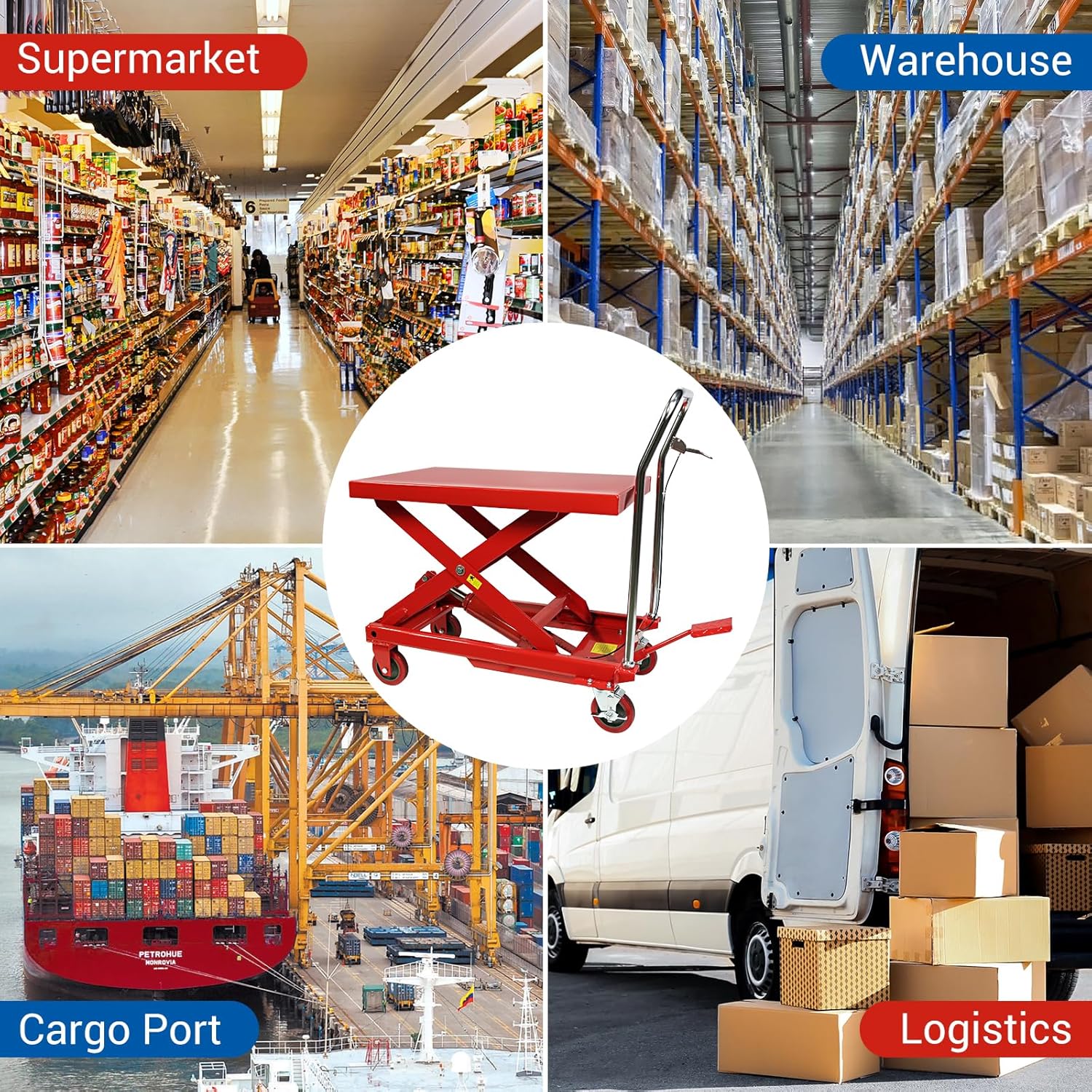 500LBS Hydraulic Lift Table Cart, 30" Lifting Height., Double Scissor Lift Table with 4 Wheels and Non-Slip Pad, Hydraulic Scissor Lift Table for Material Handling and Transportation(660 Pounds)