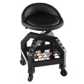 Mechanic Stool with Wheels, Adjustable Height Swivel Shop Stool Roller Seat with Tool Tray(Black)