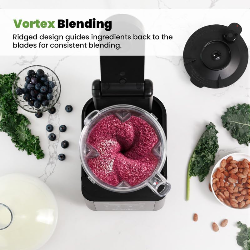 Commercial Blender, 1500W Vacuum Blender for Less Foam, Professional-Grade Quiet Shield, Kitchen Timer, 9 Speeds, 6 Programs for Smoothies, Frozen Drinks, Self-Cleaning, 64oz Bulk Production(Black)