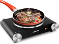 Hot Plate,1800W Ceramic Electric Hot Plate for Cooking, Dual Control Infrared Cooktop, Portable Countertop Burner, Glass Plate Electric Cooktop, Silver, Stainless Steel(Single Stove/Black)