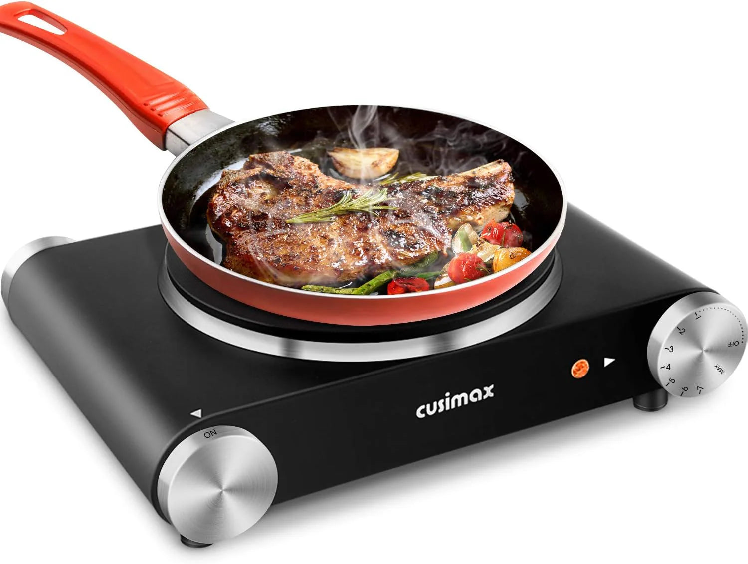 Hot Plate,1800W Ceramic Electric Hot Plate for Cooking, Dual Control Infrared Cooktop, Portable Countertop Burner, Glass Plate Electric Cooktop, Silver, Stainless Steel(Single Stove/Black)
