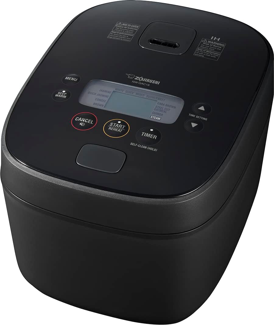 Induction Rice Cooker and Warmer, 5.5 Cup Capacity, Black, 9.25 x 12.25 x 7.88(10.375 x 13.375 x 9/10 CUP)