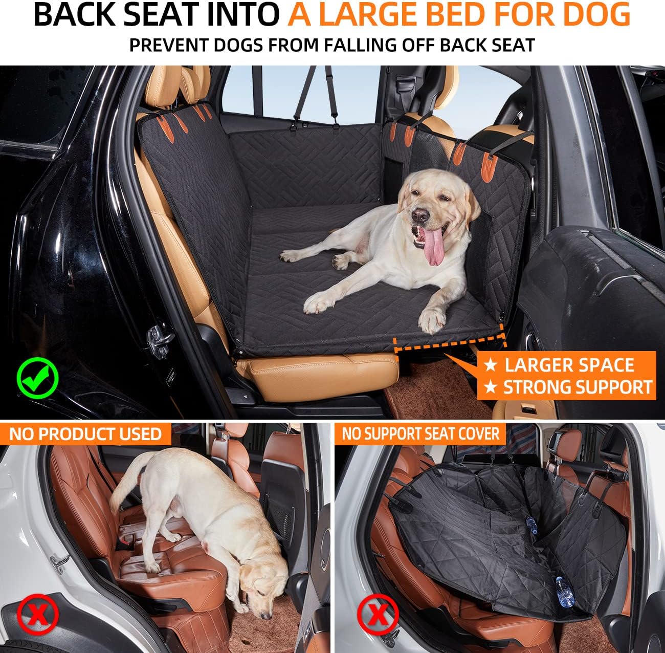 Back Seat Extender ,Dog Car Seat Cover, Camping Air Mattress, Hammock Travel Bed,Non Inflatable Car Bed Mattress for Car SUV Truck (Black)(Black)