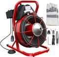 75Ft x 3/8" Electric Drain Cleaner, 1"-4" Pipe Fit, Portable w/4 Cutters, Plumbing Clog Tool