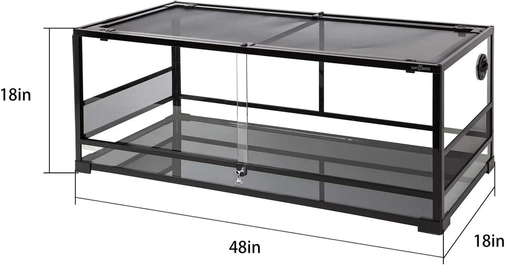 REPTI ZOO 67 Gallon Reptile Terrarium, Sliding Glass Doors, 48"x18"x18"
