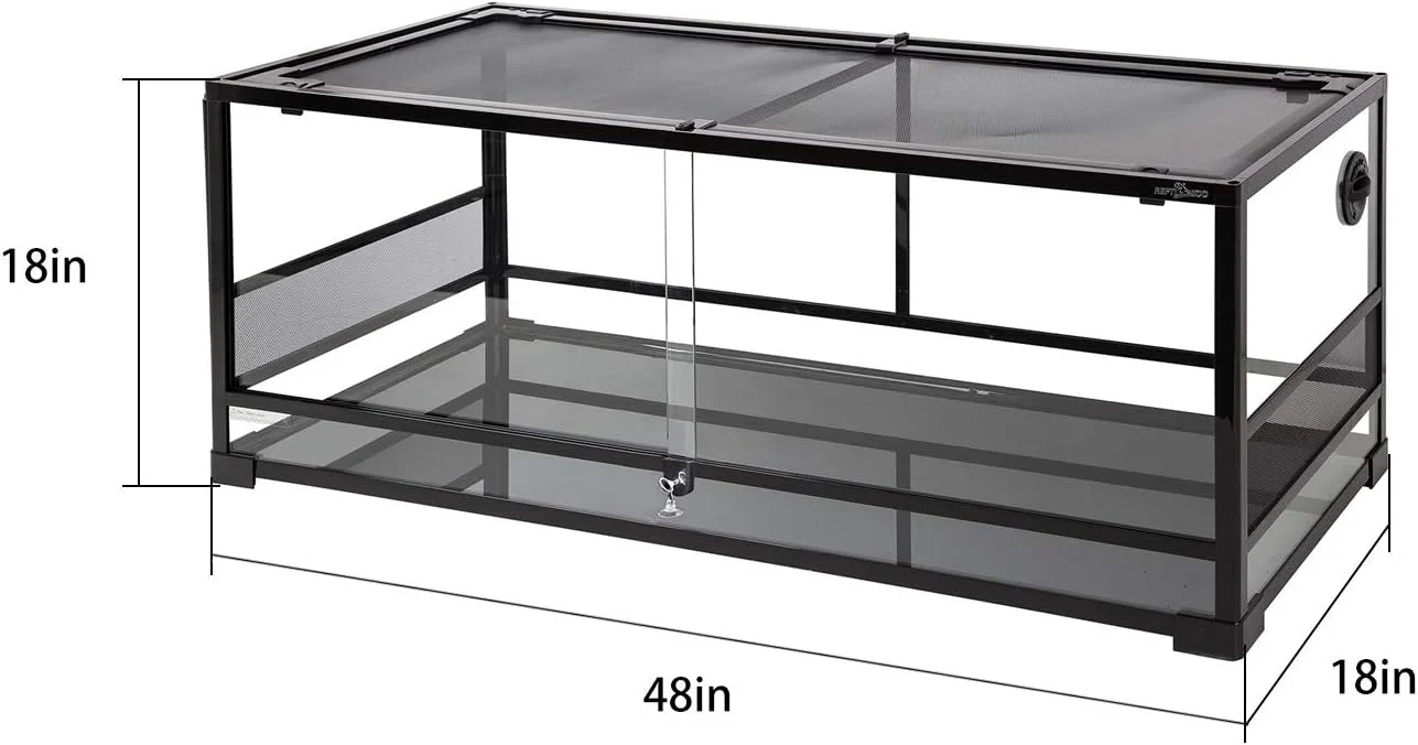 REPTI ZOO 67 Gallon Reptile Terrarium, Sliding Glass Doors, 48"x18"x18"