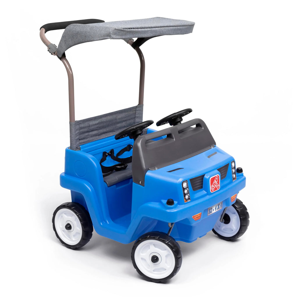 Step2 Side-by-Side Push Around SUV, Kids Push Car, 2 Seats(Blue/Large)